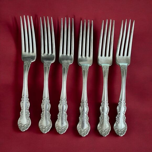 Vintage WM Rogers Silverplate 6 Dinner Forks Patent 1908 7-1/2" - Picture 1 of 3